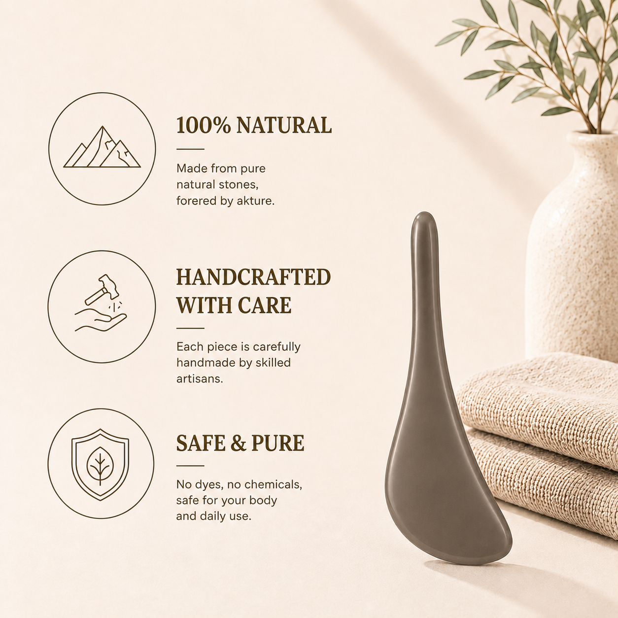 Bian Stone Gua Sha & Massage Tool | An ancient  Healing Stone（Fascia-releasing wand）